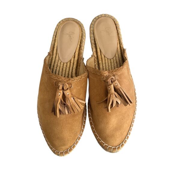 Joie Tan Suede Slide On Tasseled Mules 39 - Picture 2 of 9